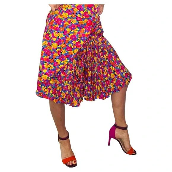 Vintage Nina Raynor 100% Silk Floral Multicolor‎ Statement Dress - Picture 13 of 13